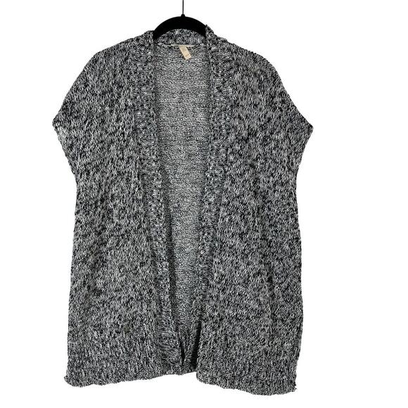 Eileen Fisher Sweater Women's XS Black Open Gray Cardigan Knit Linen Cotton - Picture 1 of 8